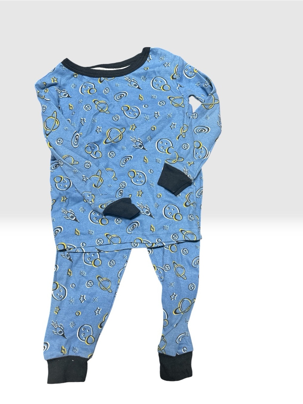 Galaxy Dreams Blue Kids Pajama Set with Space Print